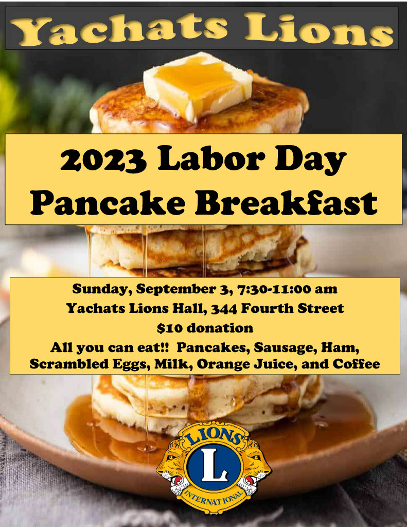 Yachats Lions 2023 Labor Day Pancake Breakfast poster