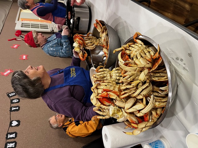 Yachats Lions Club - Crab Feed 2024; large bowls of fresh crab